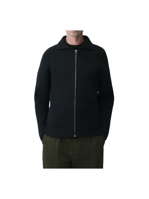 Felted CardiganCardigan zip in filato bouclé infeltrito Massimo Osti Studio | 21MMKN016A-110784A999 BLACK